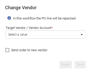 The Change Vendor Dialog Box.